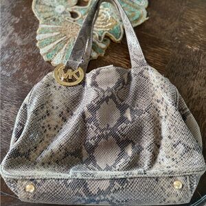 Michael Kors Brown and Black Shoulder Bag with Metallic Accents